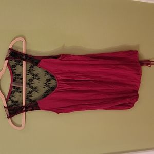 Dark red sleeveless blouse with lace back- medium